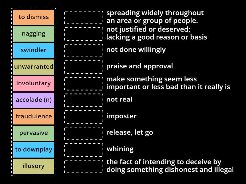 imposter syndrom video vocabulary - Match up