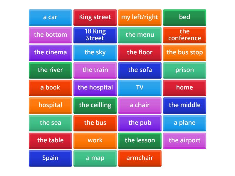 Prepositions of place - Flip tiles