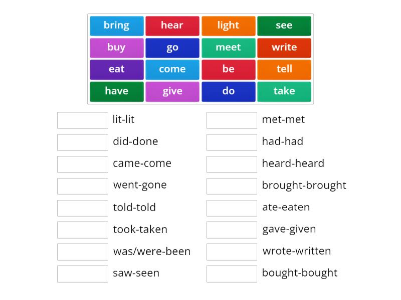 Irregular verbs - Match up