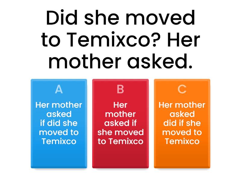 Direct and indirect reported speech question - Quiz