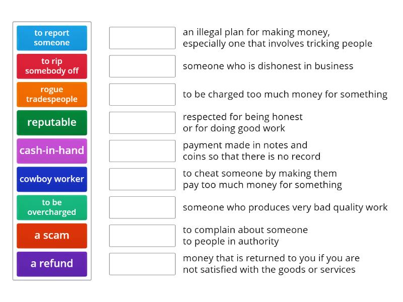 Consumer Vocabulary (B2) - Match up