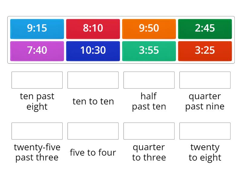time (numbers and words) - Match up