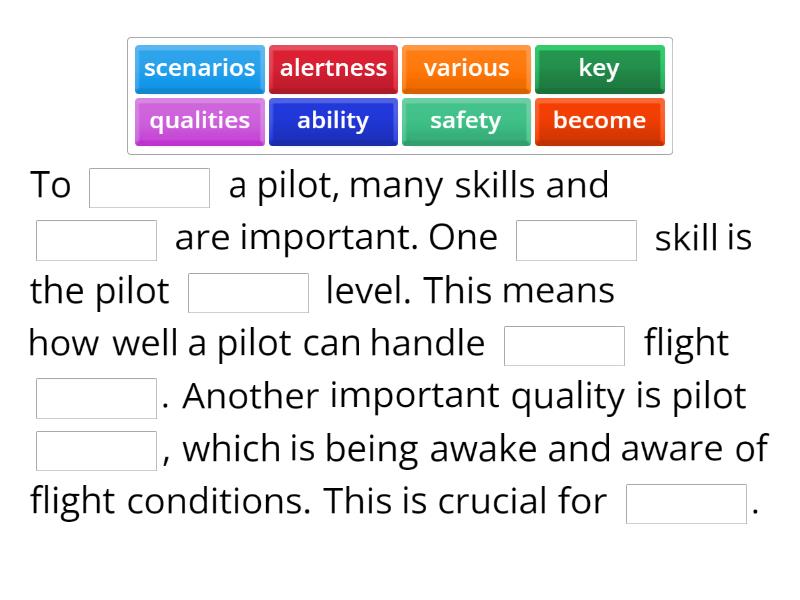 Lesson 2. Revision of lesson 1. Pilots and Their Skills - Complete the ...