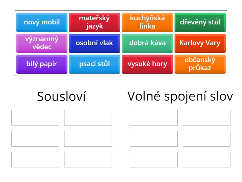 Sousloví a volné spojení slov - Group sort