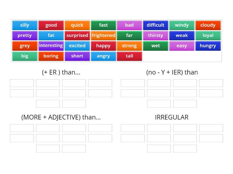 Comparatives - Group sort