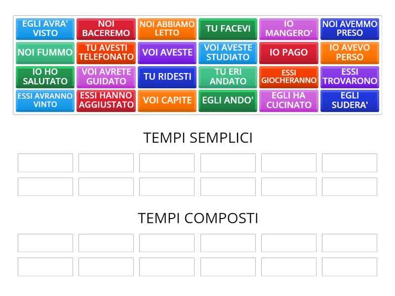 TEMPI SEMPLICI E TEMPI COMPOSTI - Group sort