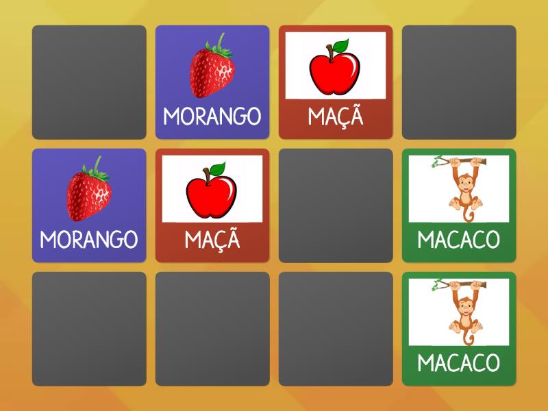 Jogo da memória com palavras que iniciam com a letra M Matching pairs