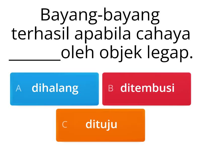 Sains Tahun 4: Kejelasan Bayang-bayang Objek - Quiz