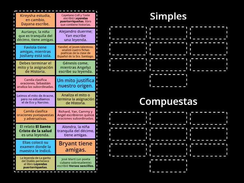 Oraciones simples y compuestas - Group sort