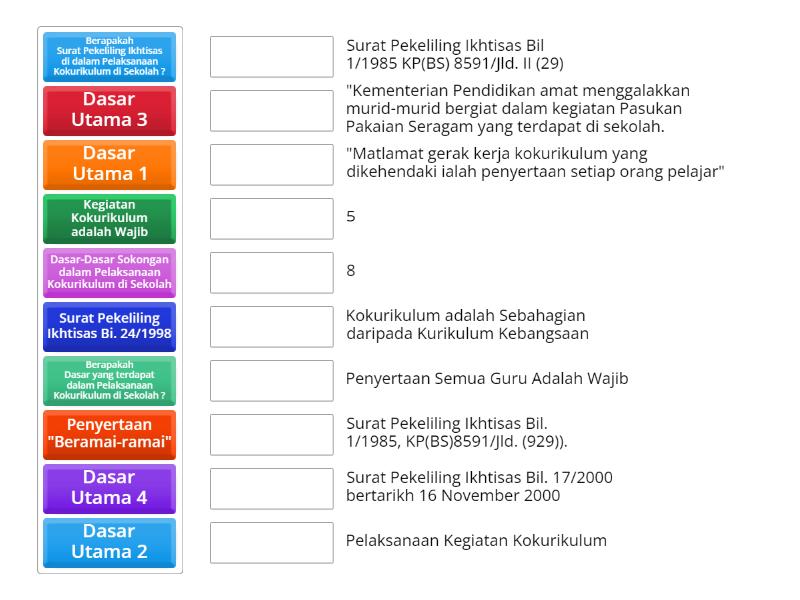 DASAR PELAKSANAAN KOKURIKULUM & SURAT PEKELILING IKHTISAS - Une las parejas