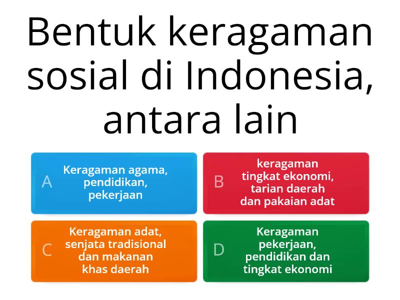 Keberagaman Sosial Budaya Masyarakat - Quiz