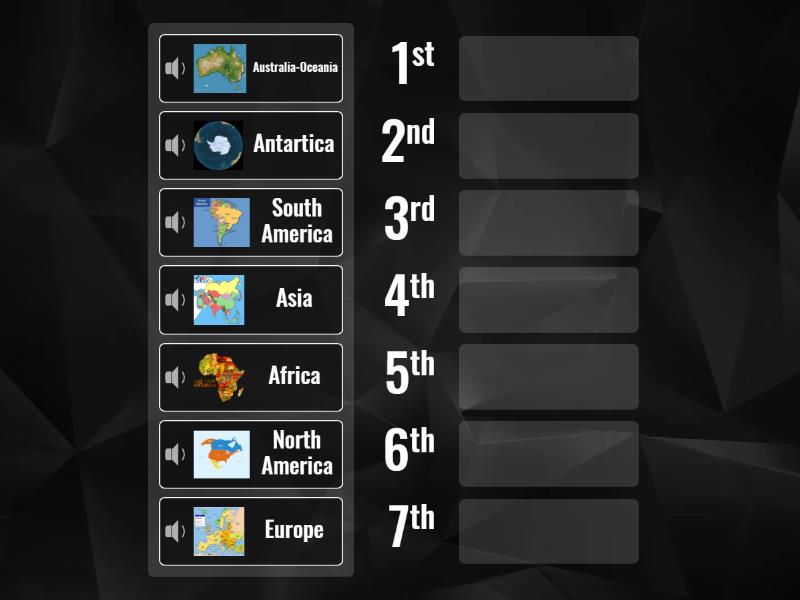 4. 7 continents from big to small - Rank order