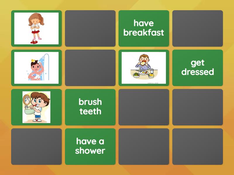 Family and friends 3, Unit 6. Daily routine - Matching pairs