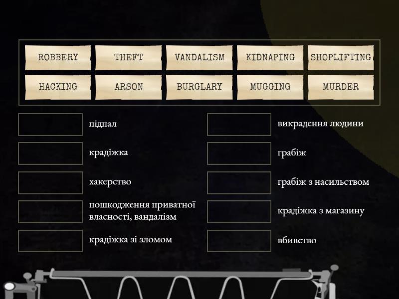 Focus 3 unit 8 (types of crimes - translation) - Match up