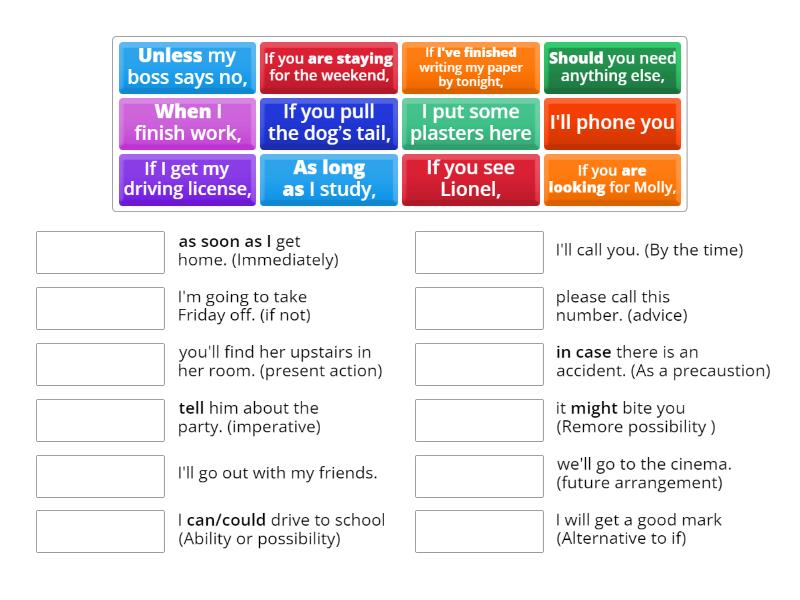 First Conditional Alternatives - Match up