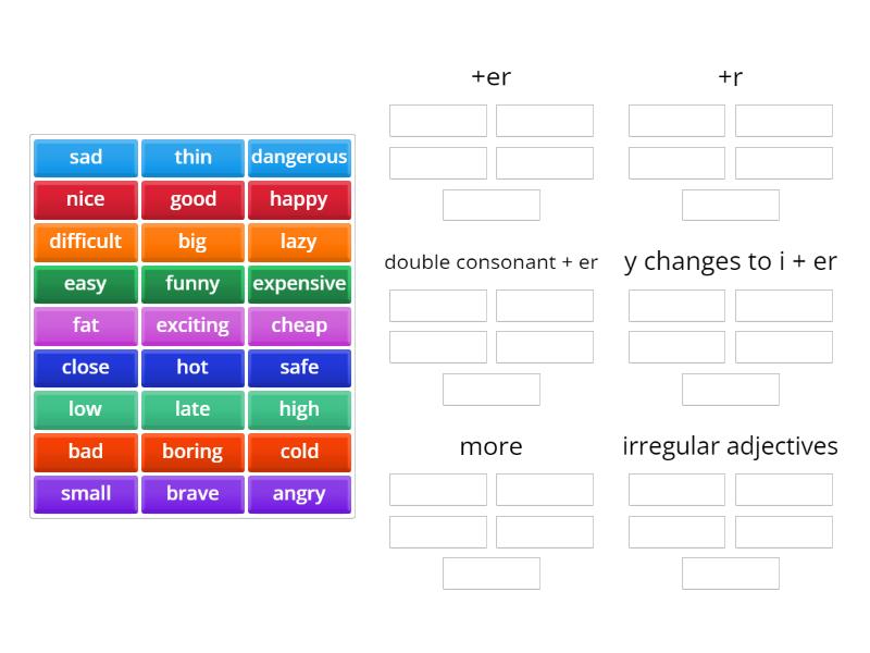 Comparative adjectives - Group sort