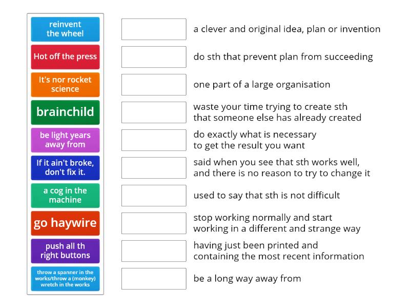 Technology: idioms - Match up