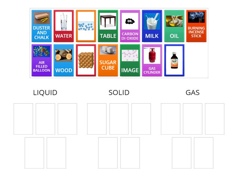 Classification of solid, liquid and gas - Group sort