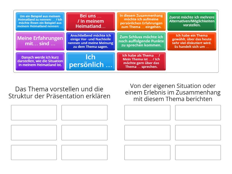 Redemittel Sprechen B2 Teil 1 - Group Sort