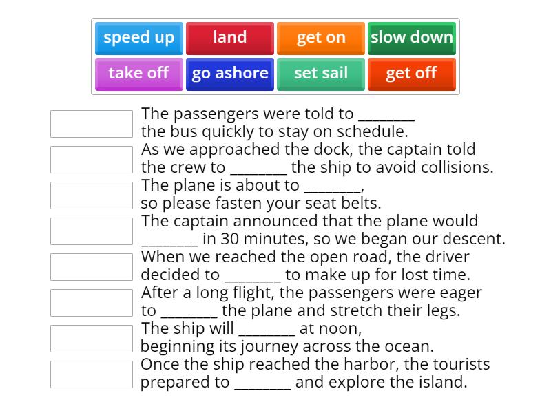 Transport verbs - Match up