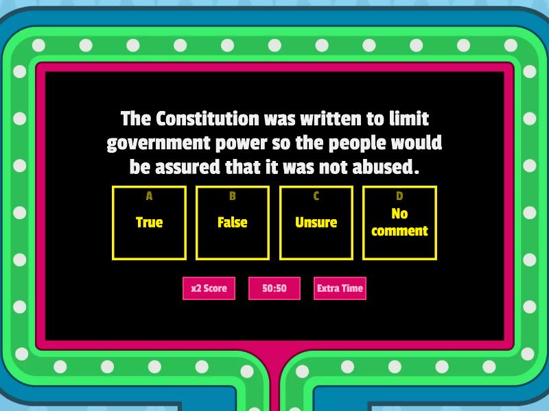 Ch. 3 Constitution - Gameshow Quiz