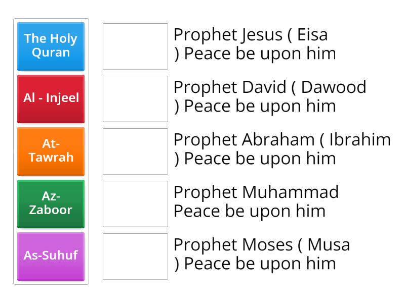 Match the Prophet with his Holy Book Islamic B - Match up