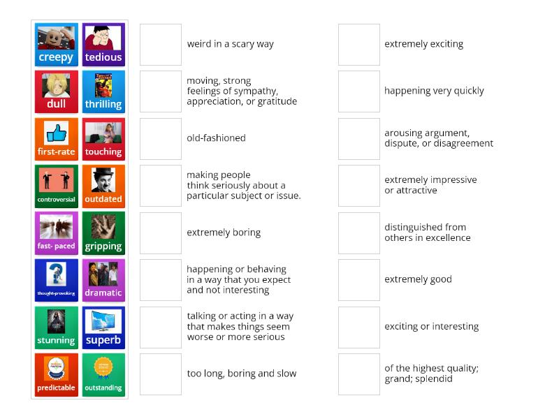 Adjectives to describe Movies - Match up