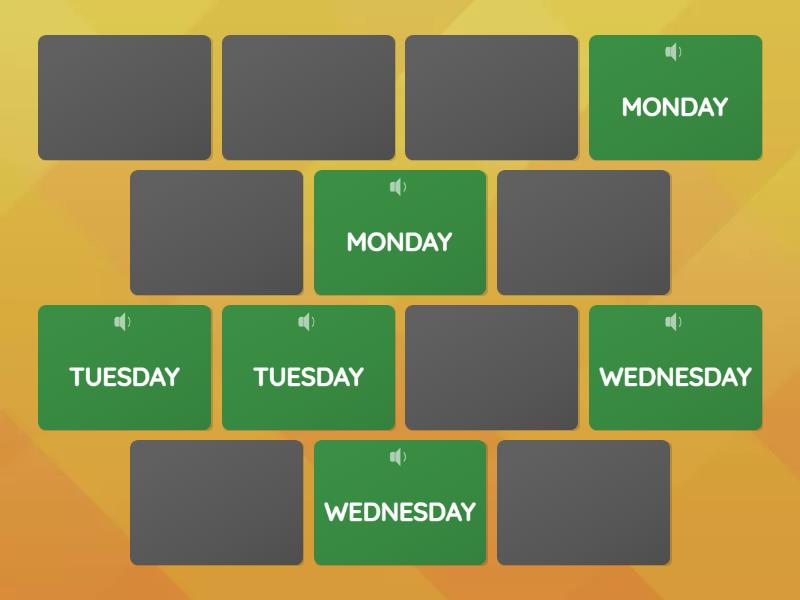 Days of the Week (Review) - Matching pairs