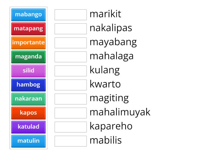 Kasingkahulugan Grade 1 - Match up