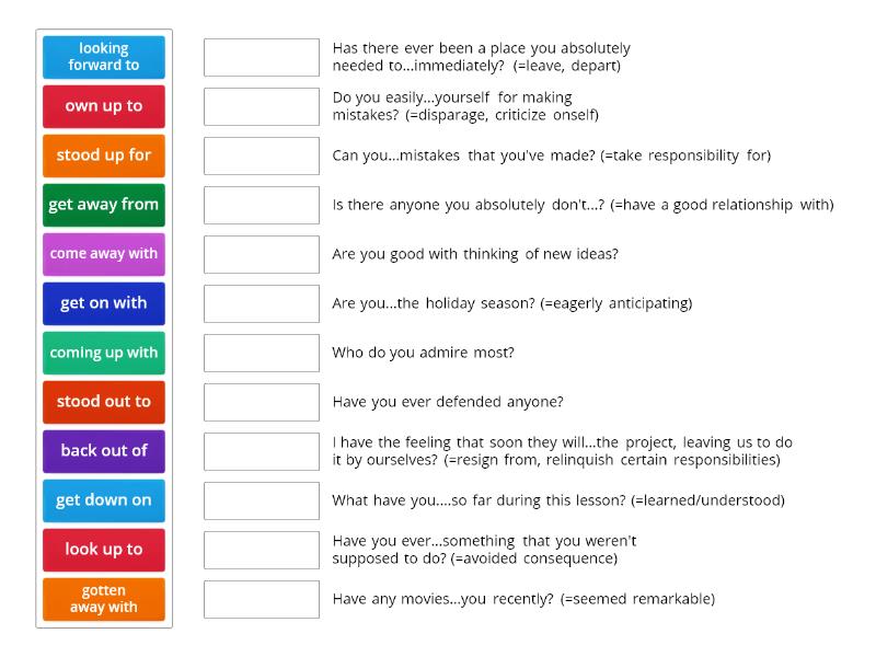 Phrasal-prepositional Verbs: Match Multi-word Verbs With Correct 