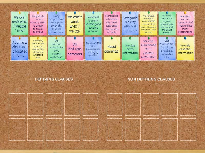 L8 U7 Defining or Non defining clauses - Group sort