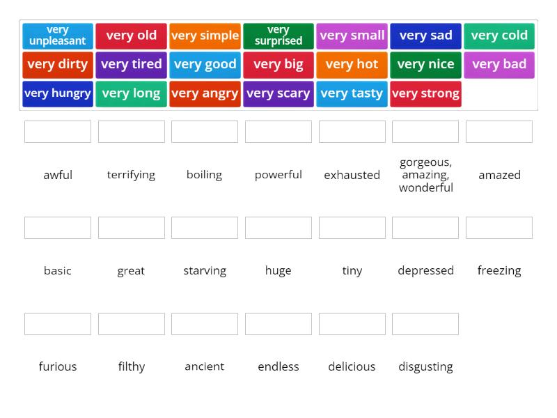 Extreme adjectives - Match up