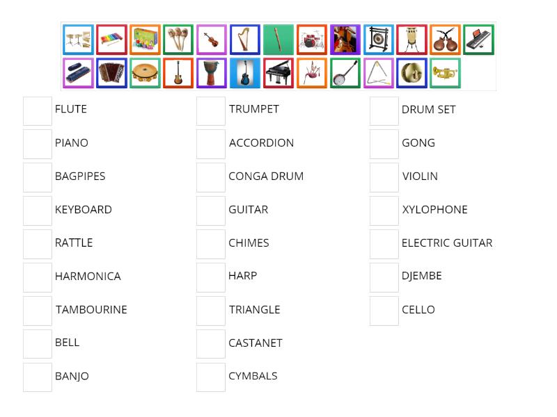 VISUAL ENGLISH 7 - UNIT 8 - MUSIC INSTRUMENTS - Match up