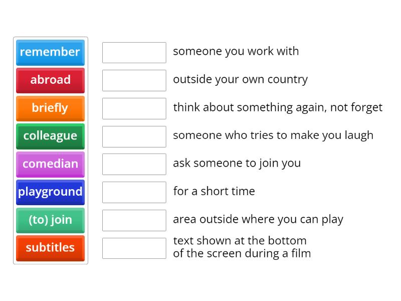 Chapter 1 - theme words Kader - Match up