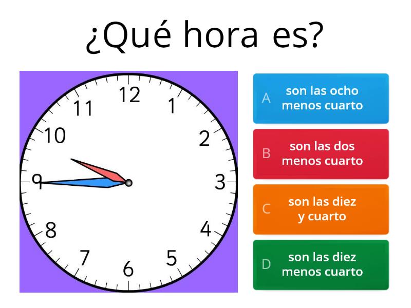 MV Lesson 1 Telling The Time In Spanish - Quiz