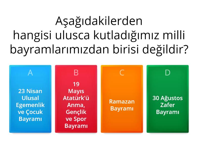 Milli Bayramlar - Quiz