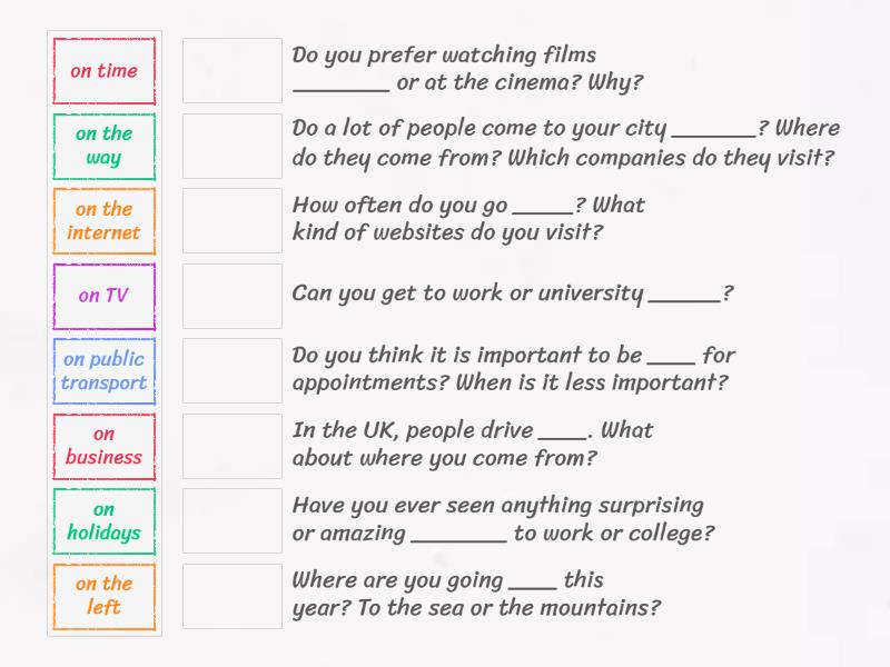 Complete the sentences using the phrases in the box - Match up