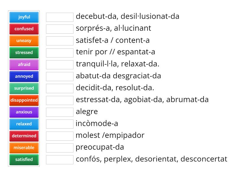 Adjectives of emotion- Translation- Real World 4 Essentials page 13 ...