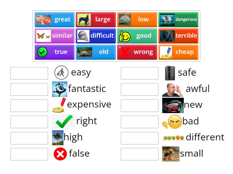 3E Opposites - Match up