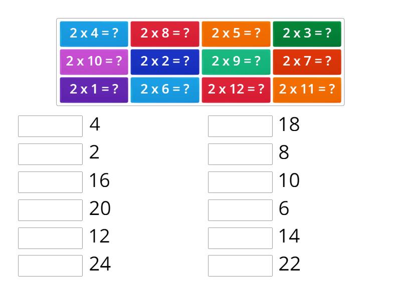 2 Times Tables - Match up