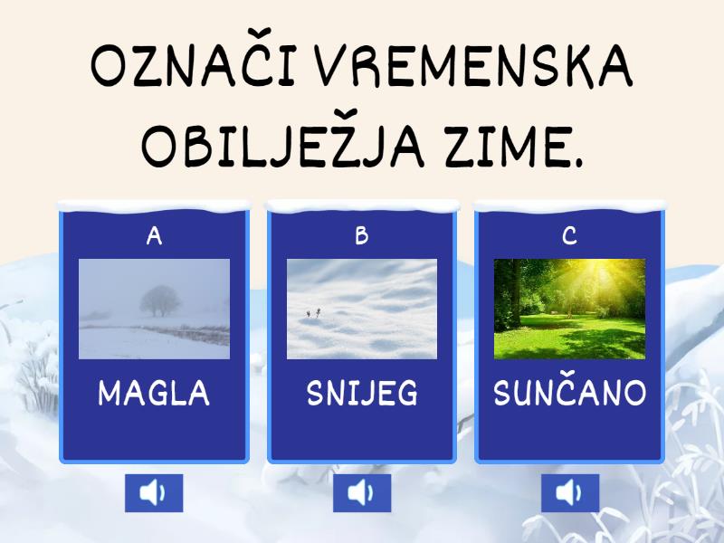 PONOVIMO PROMJENE U PRIRODI ZIMI - Kviz