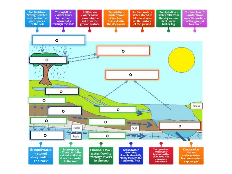 Drainage Basin Flows - Labelled diagram