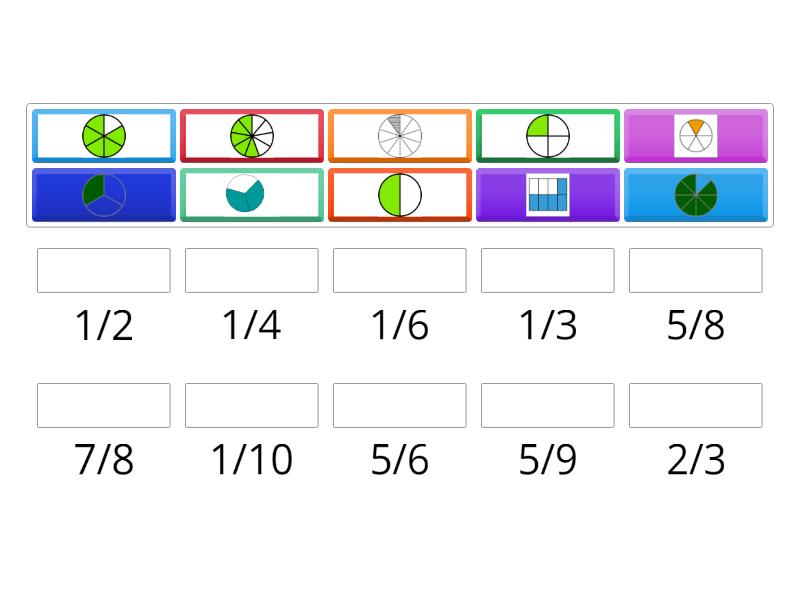 Drills on Fractions: Identify the following fractions. Match/Drag the ...