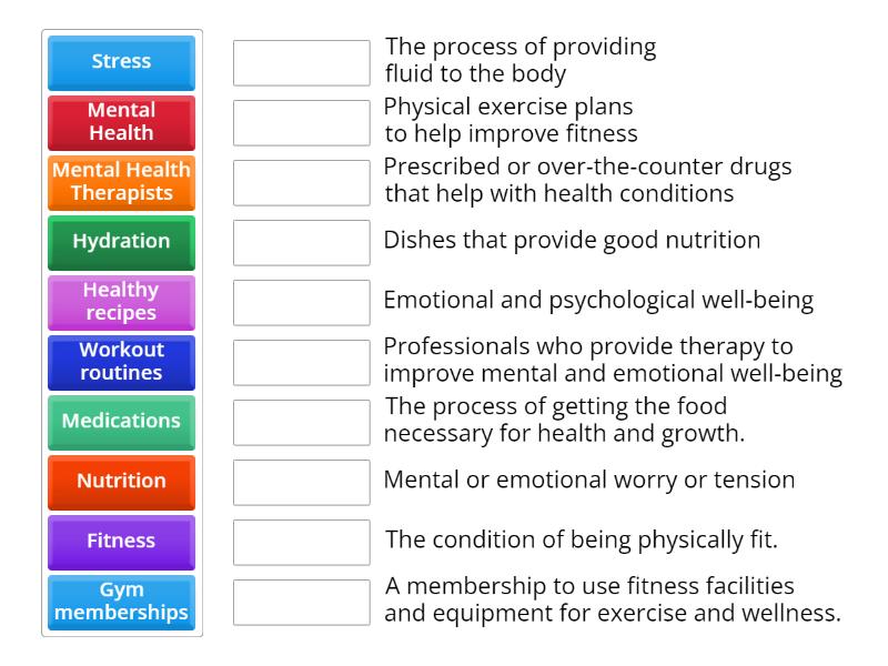 Health And Wellness Count And Noncount Nouns - Match Up