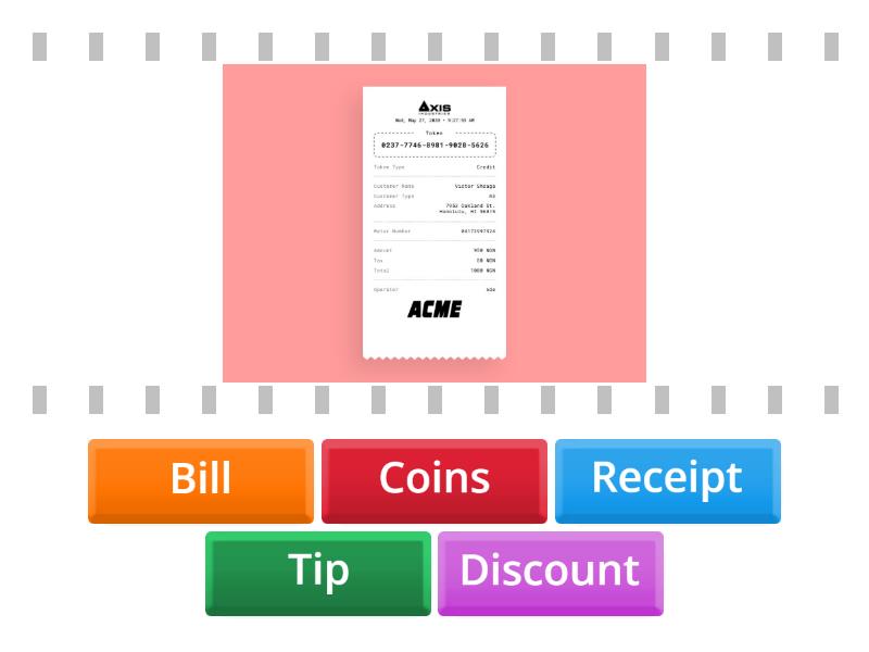 Basic Cash Register Terms - Find the match