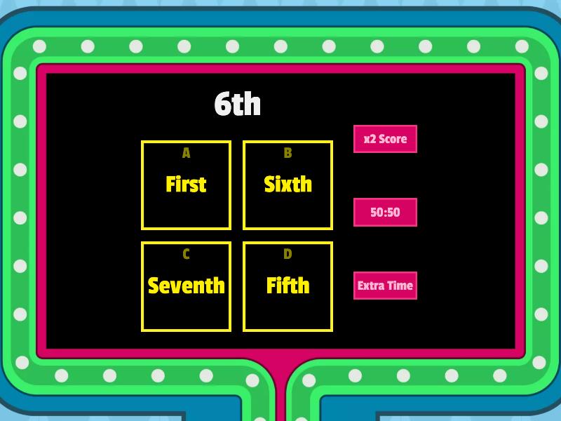 Ordinal Numbers - Gameshow Quiz