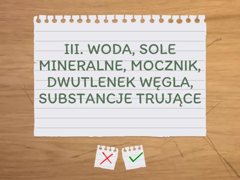 Sprawdzian Układ Wydalniczy Klasa 7 Plus życia KŁAD WYDALNICZY - Flash cards