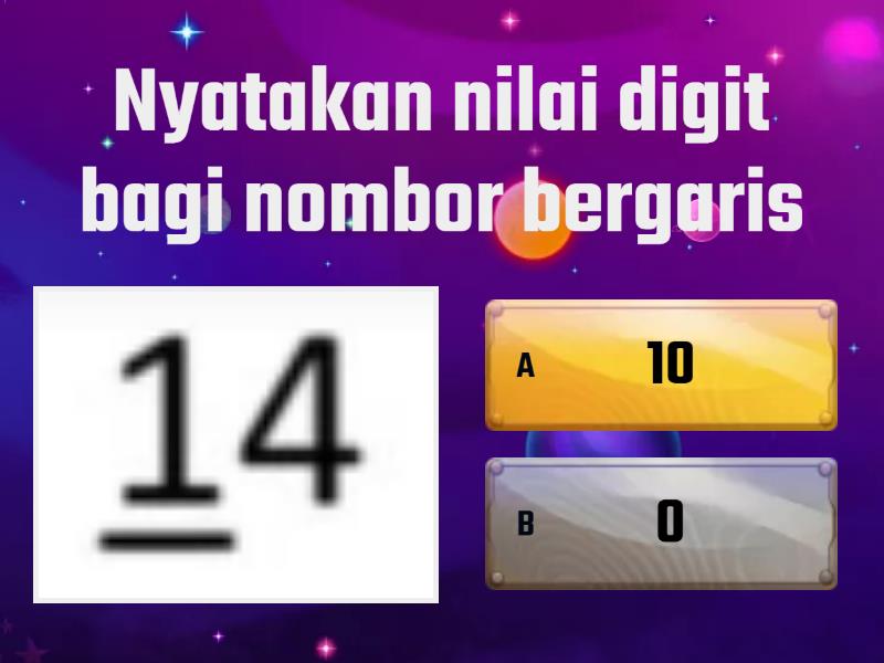 Nilai tempat dan nilai digit -matematik tahun 1 - 測驗