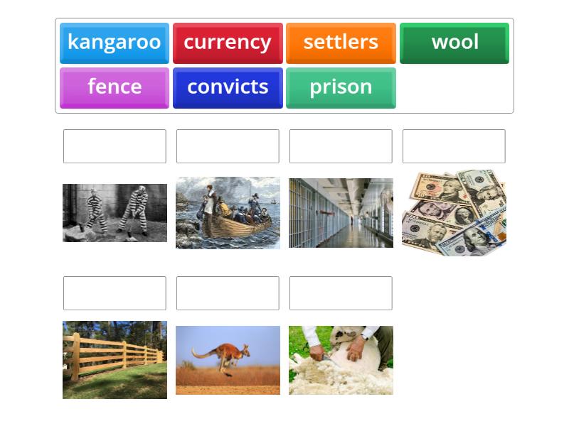 Australia 8th grade vocabulary matching - Match up