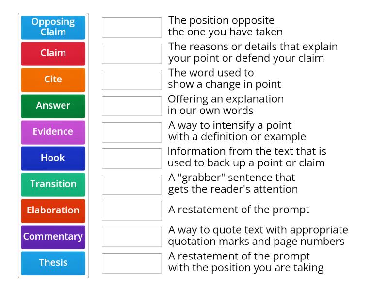 essay vocab list